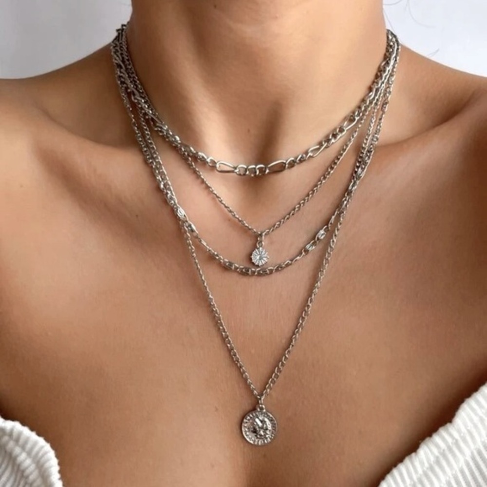 Silver Layered Choker Necklace